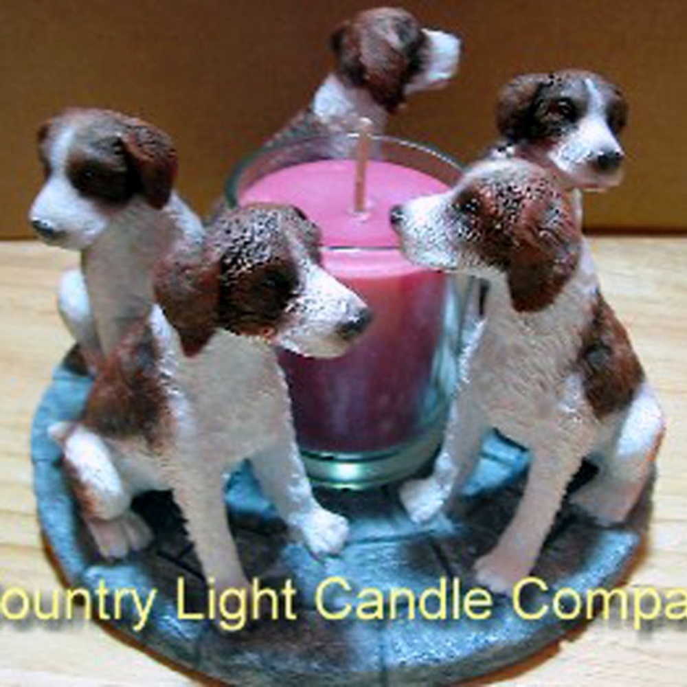Dog Candle Holder with Pink Candle